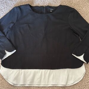 Ann Taylor Boxy Black and White Blouse with Raglan Sleeves